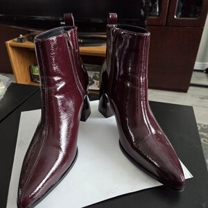 Only Shiny Burgundy Ankle Boots